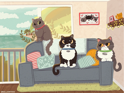 Fluffly Cats <3 background bookillustrations catlovers characters characters design childrens book childrens illustration concept art design illustration