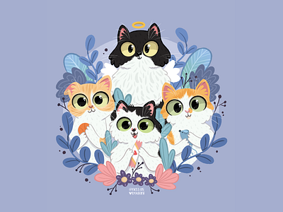 Cats family - Illustration commission background catlovers cats characters concept art design graphic design ill illustration
