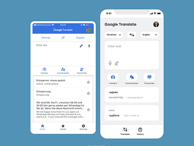 Google Translate iOS redesign by charivnick app apple branding design flat google graphic design illustration ios iphone redesign translate typography ui ux vector