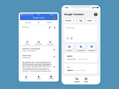 Google Translate iOS redesign by charivnick app apple branding design flat google graphic design illustration ios iphone redesign translate typography ui ux vector