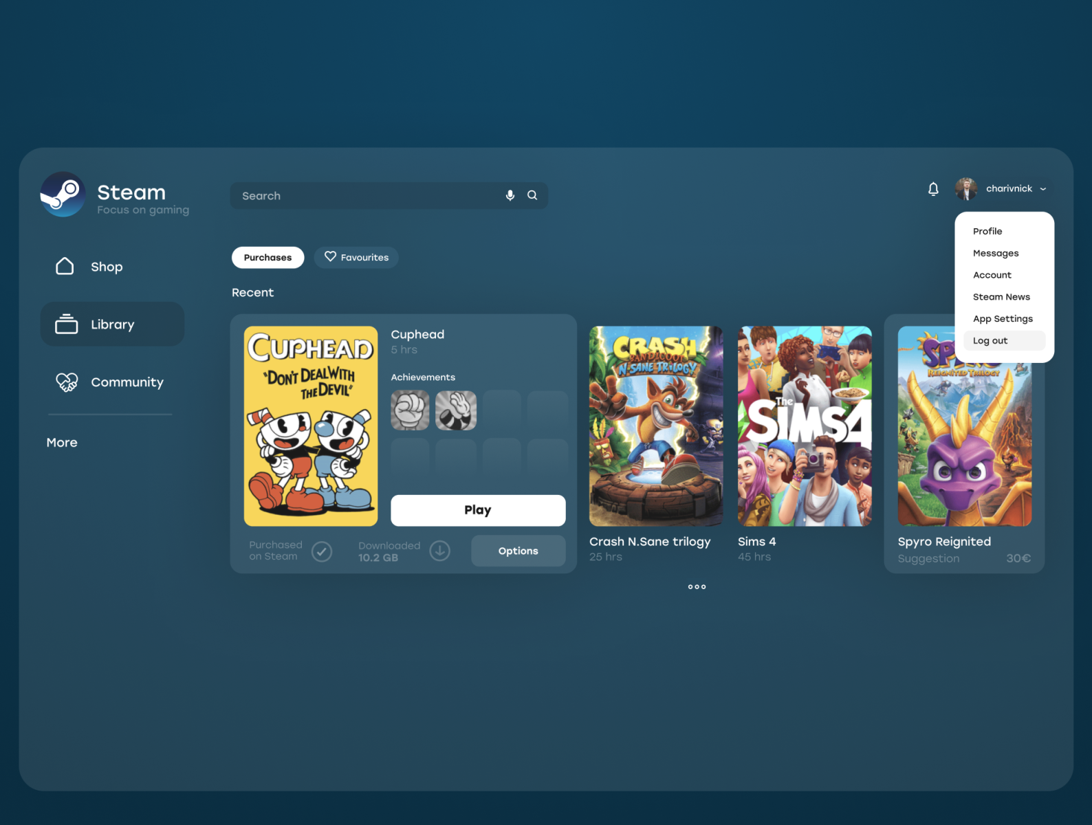 Dribbble Steam Mac App Redesign Png By Mykyta Storchai   2c6eb8c86cda7ccb17a0a52fbee459b2 