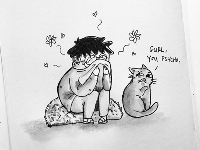 Inktober 22 cat cushion day22 illustration ink inktober inktober2015 love scent smell