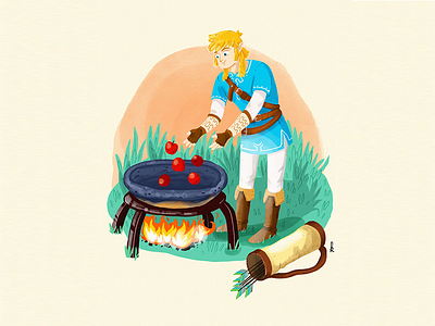 The Legend of Zelda: Breath Of The Wild apples cooking fanart game link nintendo switch zelda