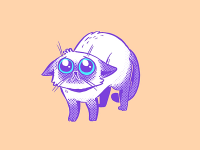 Scared kitten cat halftone illustration kitten procreate