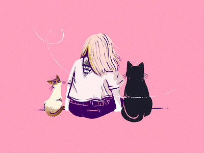With cats artwork cats digital illustration pink procreate