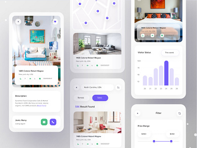 Real Estate App agency architecture branding clean ui concept house rent househunting mobile app design mobile ui nvestment penthouse product property real estate realestateagent realestateinvestor realestatemobileapp rental service ui uiux