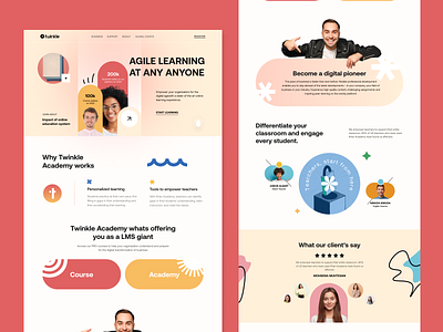 Twinkle - Online Education Web Exploration 🔥🔥 best creative creative design design dribbble best shot graphic design ios android interface landing page design minimal clean new trend modern modern design popular popular trending graphics trending ui