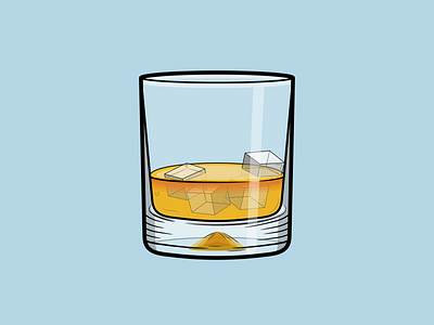 Whiskey alcohol alcoholic beverage design drink drinking flat glass glassware ice illustration minimal vector whiskey whisky