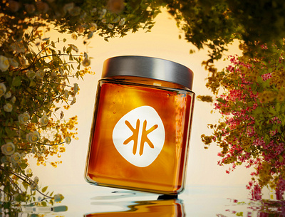 3D glass honey jar and flowers 3d 3d animation 3d art blender branding design flowers glass graphic graphic design liquid logo modeling nature poster