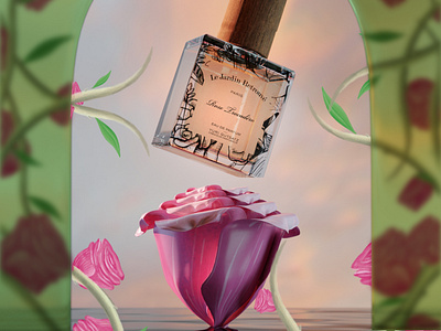 3d rose perfume 3d 3d art design graphic graphicdesign illustration modeling plant poster rose
