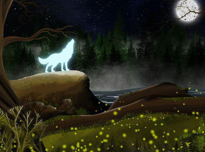 Digital painting for Wolf design graphic design illustration painting