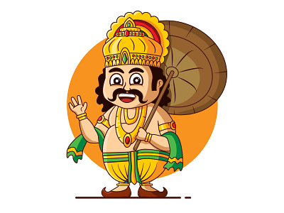 Mahabali Cartoon artwork cartoon cute art design flat illustraion illustration mahabali maveli minimal onam wishes vector vector illustration