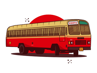 Old KSRTC Bus 'Aanavandi' aanavandi artwork cartoon clipart flat illustraion illustration ksrtc ksrtc bus minimal skrtc old bus vector vector illustration