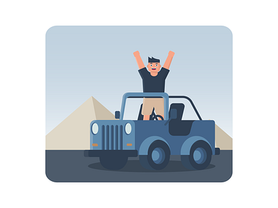 Road Trip design illustration jeep minimal offroad road trip vechicle vector