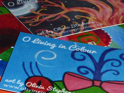 O Living in Colour // Business Cards art cards digital pacifico painting print printing type
