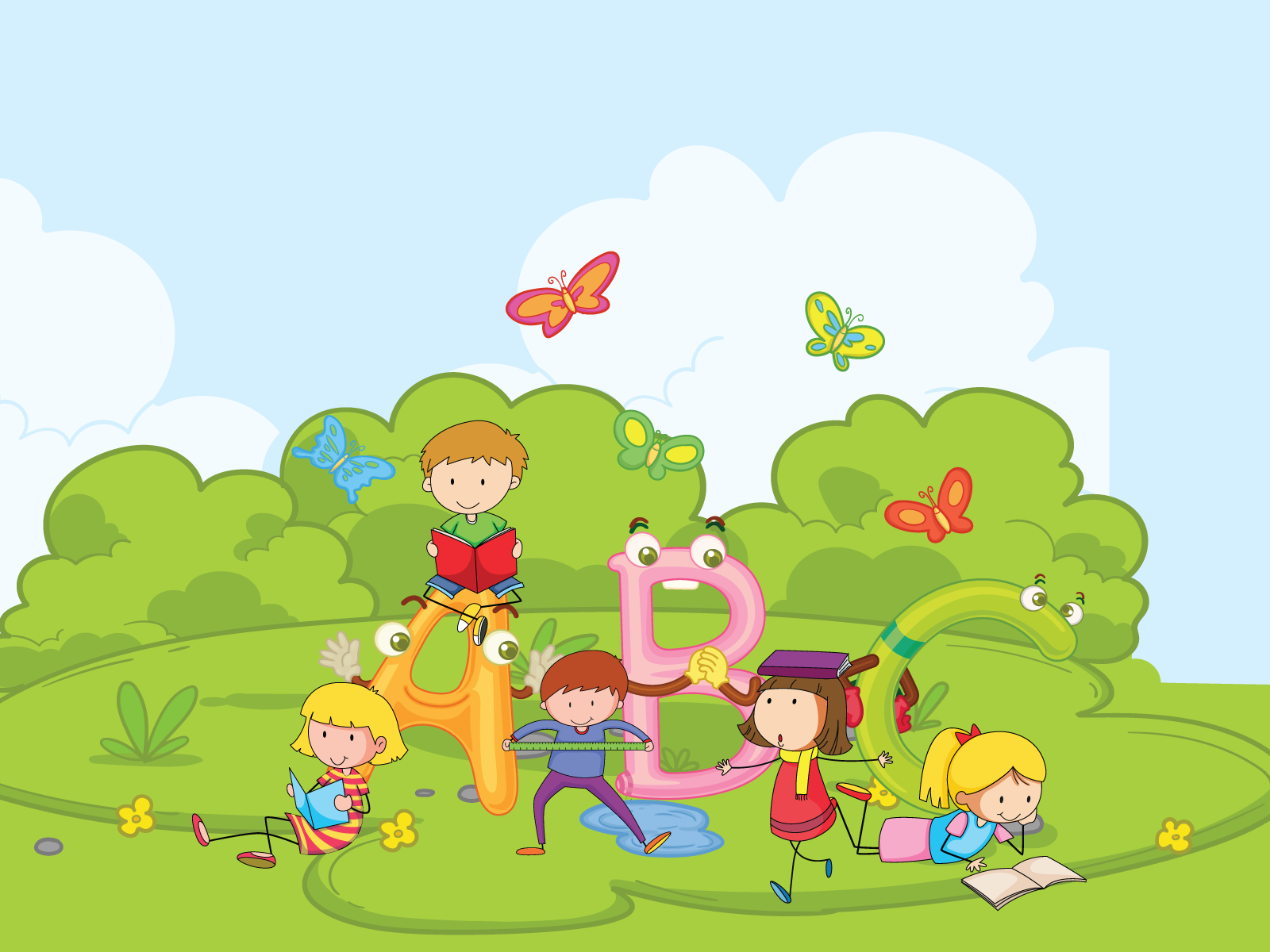 Kids reading in Garden Illustration Design by Sctch Creations on Dribbble