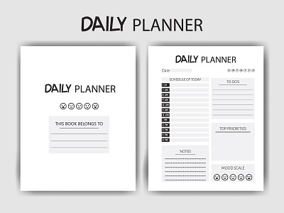 Daily Planner KDP Interior amazon kdp daily planner hourly planner journal kdp planner notebook planner printables schedule