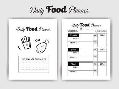 Daily Food Planner - Printable KDP Interior amazon kdp daily schedule kdp templates notebook time management planner