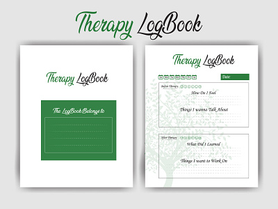 Therapy Logbook - Printable KDP Interior goal planner medicine mental mind notebook relaxation therapy journal