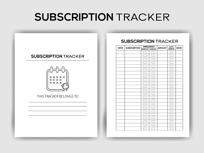 Subscription Tracker - Printable KDP Interior