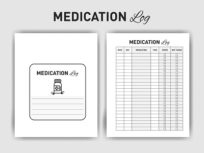 Medication Logbook - Printable KDP Interior amazon kdp daily organizer doctor health medication log medicine medicine timetable