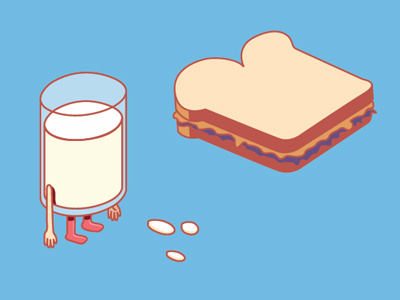 PB & J 3 bread illustration jelly milk peanut butter toaster