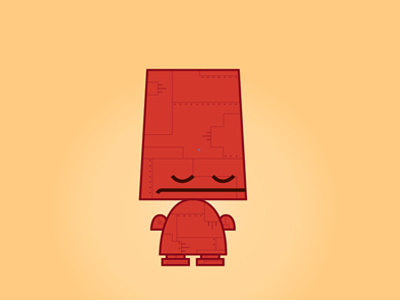 Copper brown geometric illustration red robot