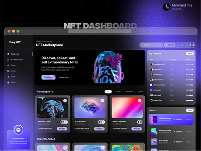 NFT Dashboard 3d animation branding design graphic design illustration logo motion graphics typography ui ux vector