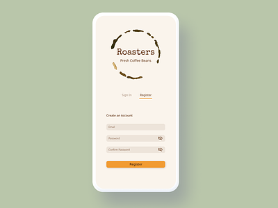 Sign Up Screen for Coffee Delivery App coffee daily challange daily ui figma minimal mobile design register signup ui design