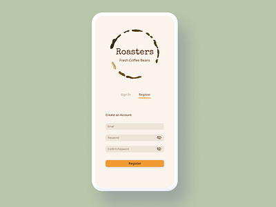 Sign Up Screen for Coffee Delivery App