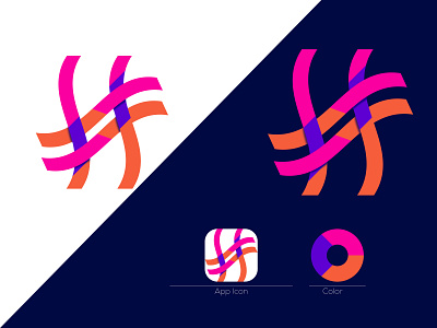 H latter Logo 3d art app branding colorfullogo gradient h logo hub logos