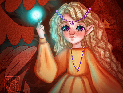 Girl with a magic wand art character design childrens book childrens illustration cover book illustration portrait