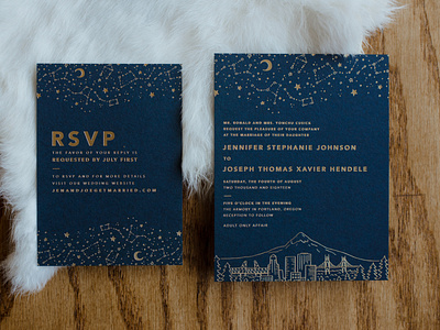 Portland Starry Night Letterpress Invite