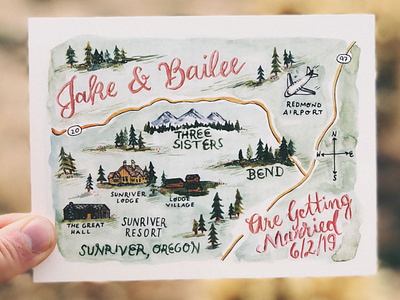 Oregon Watercolor Map Save the Date