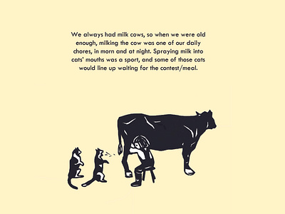 Papercut Milking Cows illustration for Cookbook Memoir