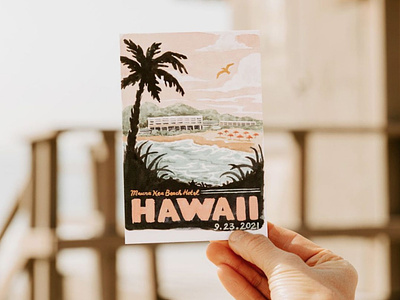 Hawaii Vintage Style Illustrated Postcard