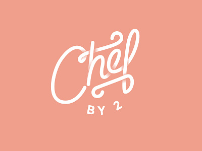Chefby2 Dribble bakery branding chef clean cursive custom girly hand illustrator lettering logo modern