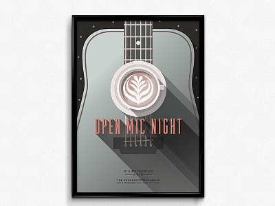 Open Mic Night Poster clean coffee coffeehouse guitar kcmo latte open mic night poster texas tx tyler