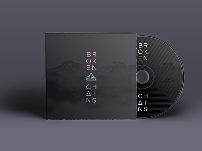Zion Album Cover album art black broken chains design edm mountains music pink record typography zion