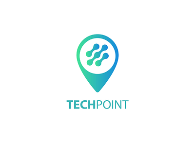 Logo - Tech Point blue brand checkin connect connection design gradient green location logo modern point tech technology