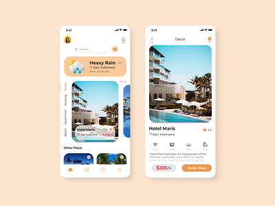 Travel Booking App app beach book booking design hotel house icon illustration mobile travel ui uidesign ux