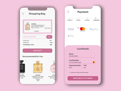 Checkout process basket beauty card design france illustration payment pinky product shopping bag typography ui ui design uidaily uidailychallenge uidesigner