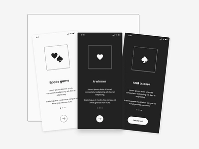 DailyUI 023 - Onboarding Spade game app card clover dailyui design diamond figma game heart lose loser mobile onboarding spade splashscreen ui uidesign ux win winner