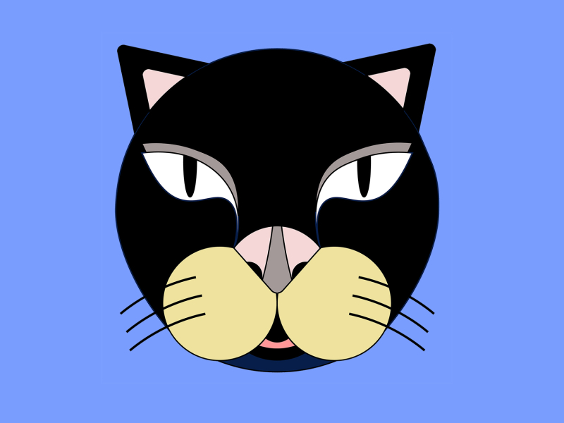 black cat animal art black cartoon cat character clean color cool creative design face feline icon illustration illustrator meow minimal pussy vector