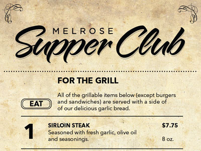 Melrose Supper Club Menu club food grill horse melrose menu patrick racing supper terrence ticket