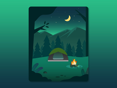 Camping Flat Illustration