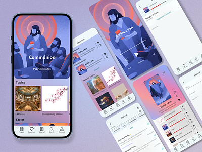 You | Identity & Journaling App app apple audio blue button buttons christian church design iphone jesus journal meditation notes nunito player spotify typography ui ux