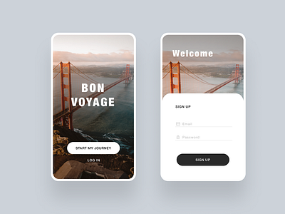 Bon Voyage Sign up page