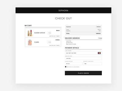 Minimalist checkout page design
