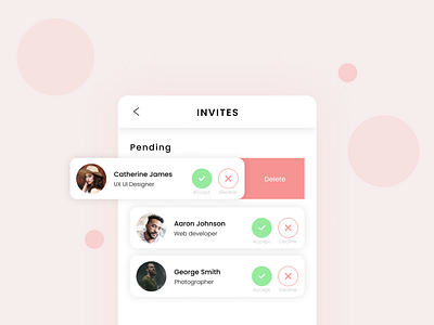 Pending Invitation app design designinspiration hireme minimal mobile design pending invitation uidesign uidesigner userinterfacedesign